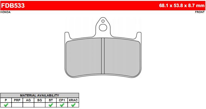 Тормозные колодки дисковые BREMBO FDB533 CARBON CERAMIC