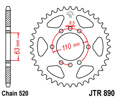 Звезда задняя JT SPROCKETS JTR890.45ZBK